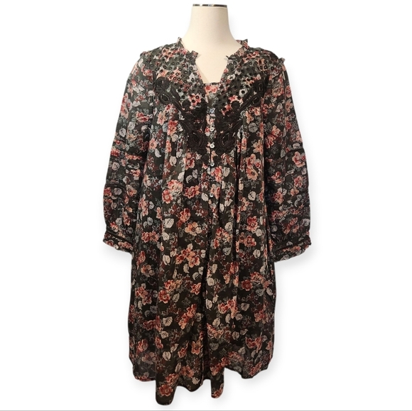 EUC SUNDANCE ANDI FLORAL DRESS BOHEMIAN WESTERN OLIVE EMBROIDERED SZ L - Picture 2 of 15